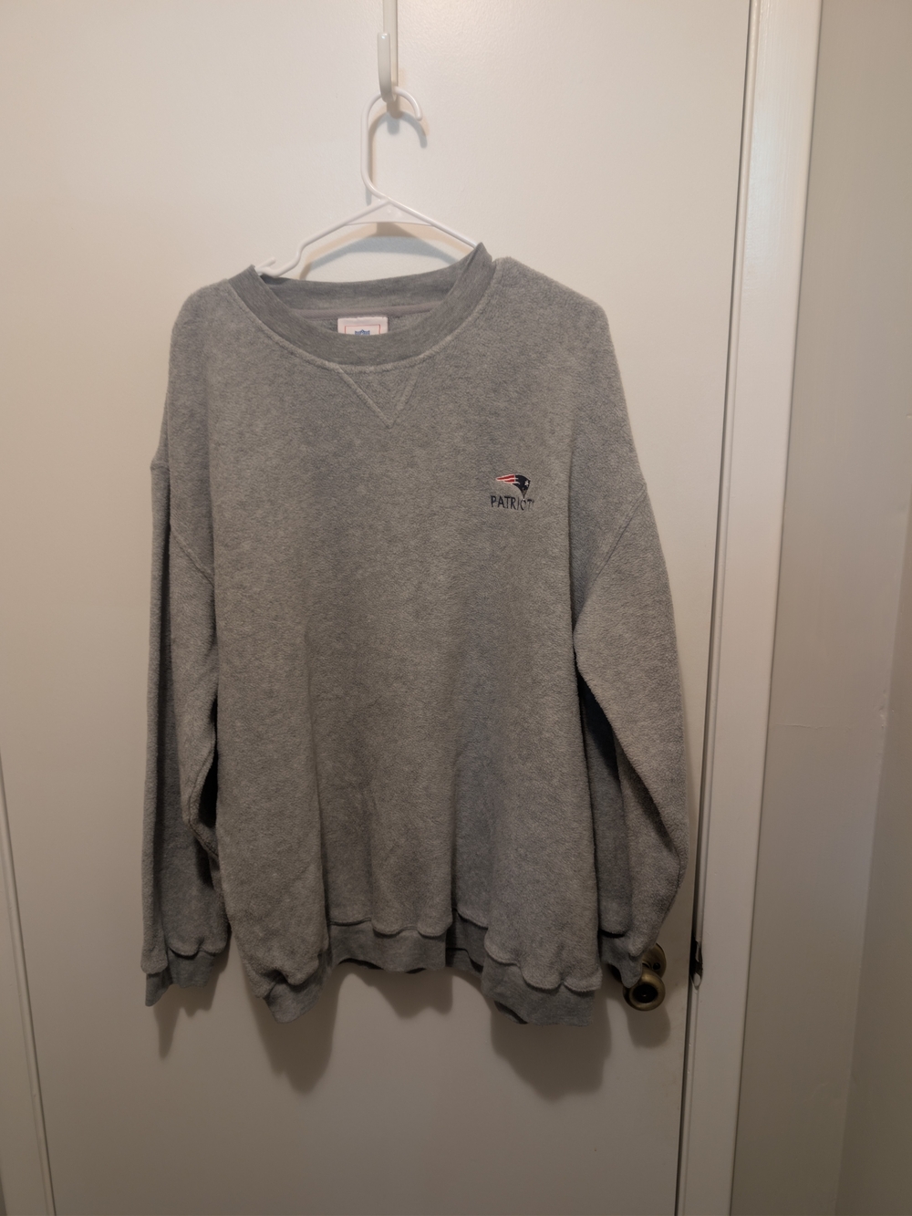 NFL Gray Crewneck Sweatshirt with Small Patriots Emblem